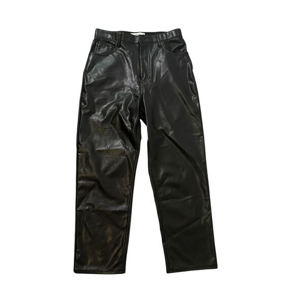 Abercrombie & Fitch black faux leather ankle straight ultra high rise pants 8 - Picture 1 of 12